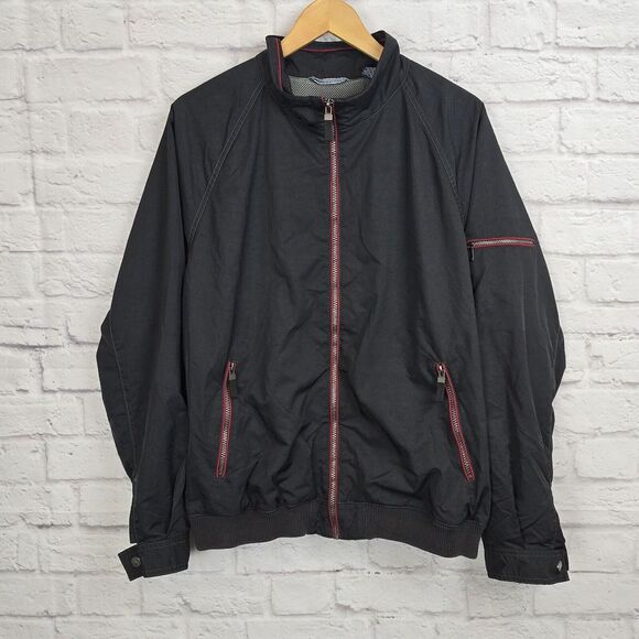 Tommy Bahama Men's Large Catamaran Cruiser‎ Jacket Black Full Zip with Marlin - Picture 1 of 11